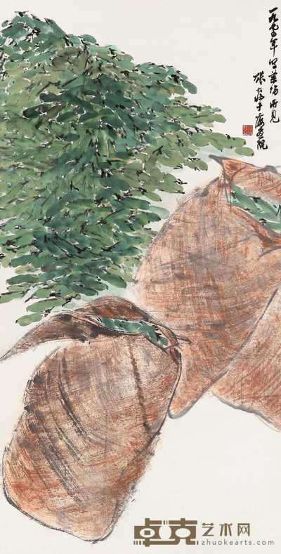 张大壮 1974年作 菜场所见 镜心 131×67cm